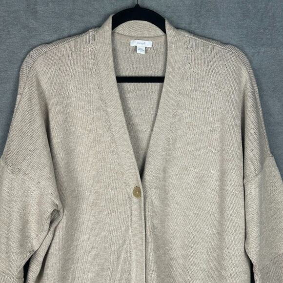 J Jill Purejill Sweater Womens Extra Large Tan Cardigan 3/4 Length Sleeve Preppy - Picture 2 of 13
